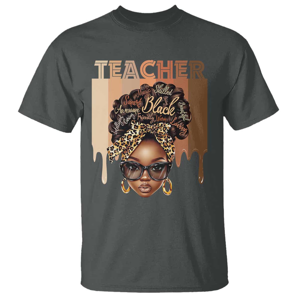 Black Teacher Magic T Shirt Black History Month Afro Hair Melanin TS02 Dark Heather Print Your Wear