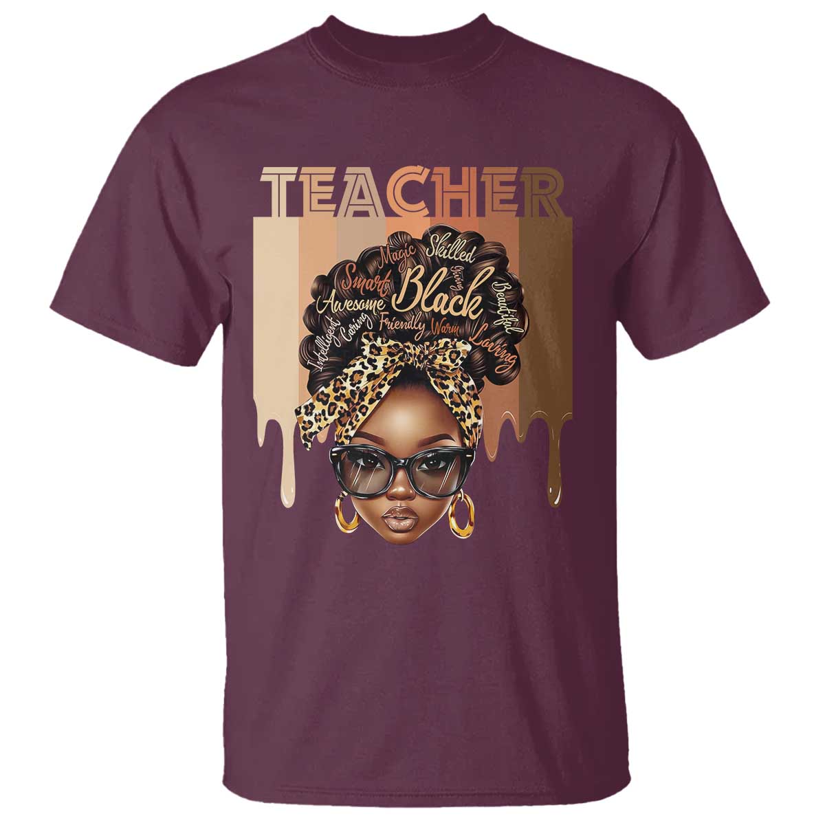 Black Teacher Magic T Shirt Black History Month Afro Hair Melanin TS02 Maroon Print Your Wear