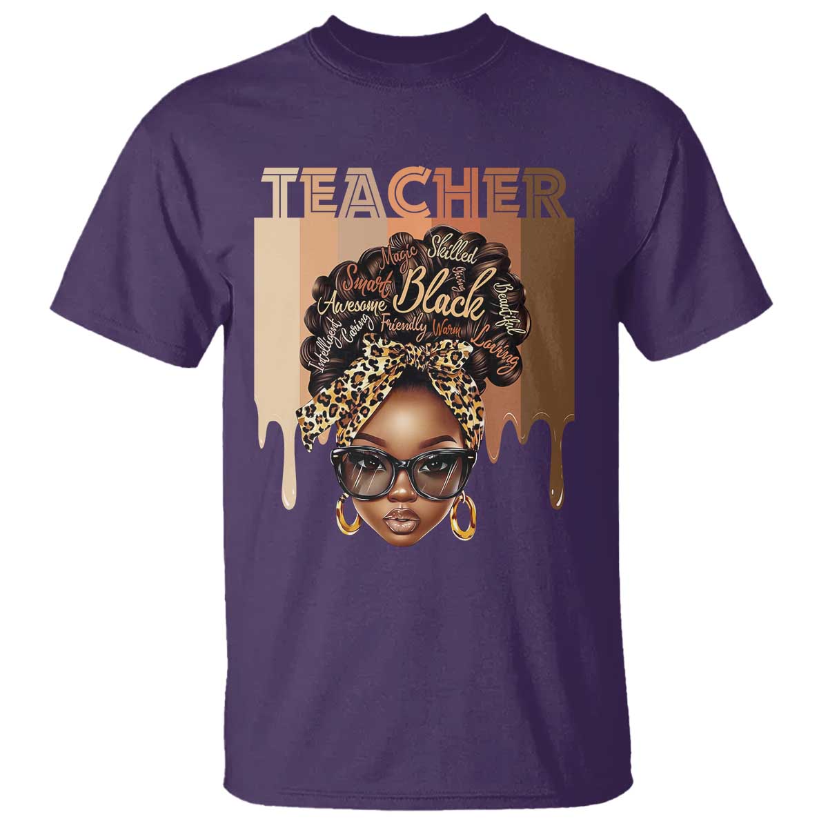 Black Teacher Magic T Shirt Black History Month Afro Hair Melanin TS02 Purple Print Your Wear
