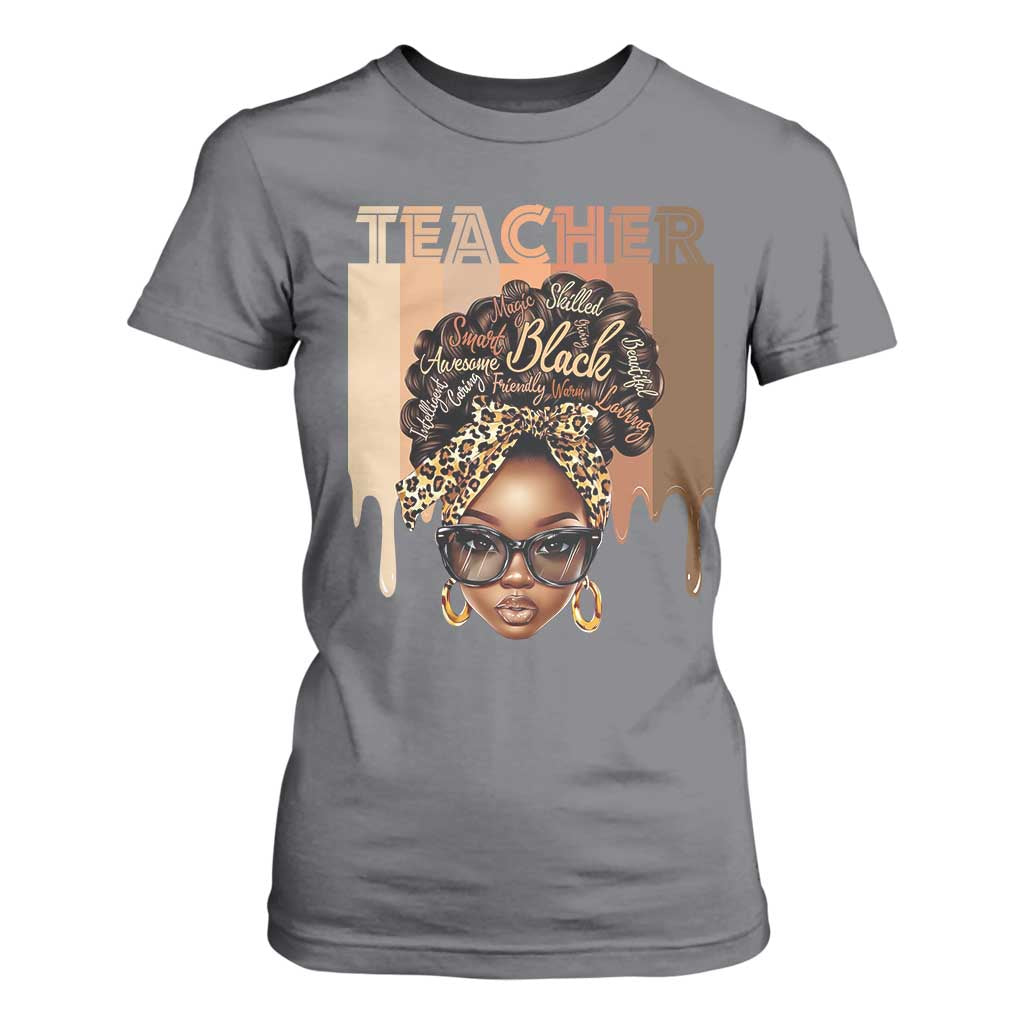 Black Teacher Magic T Shirt For Women Black History Month Afro Hair Melanin TS02 Charcoal Print Your Wear