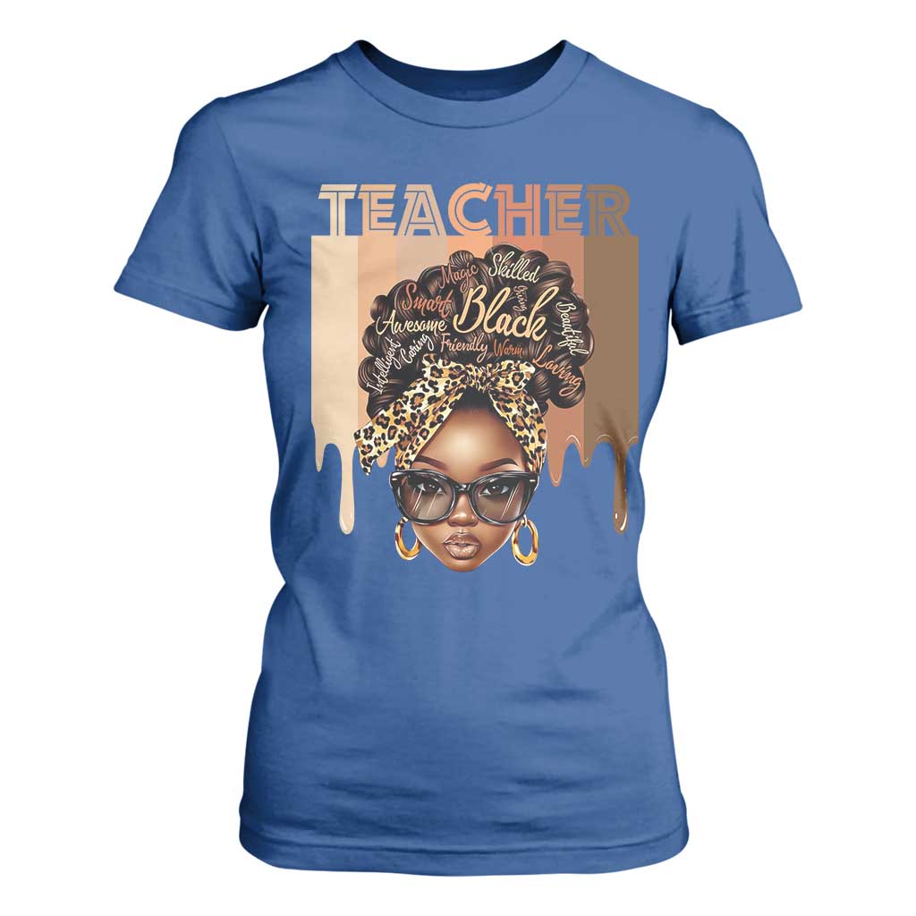 Black Teacher Magic T Shirt For Women Black History Month Afro Hair Melanin TS02 Royal Blue Print Your Wear