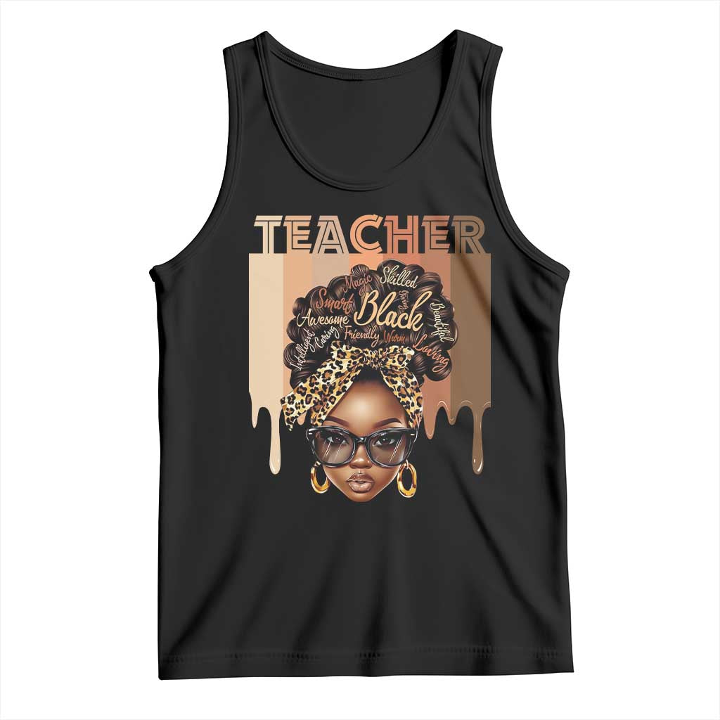 Black Teacher Magic Tank Top Black History Month Afro Hair Melanin TS02 Black Print Your Wear