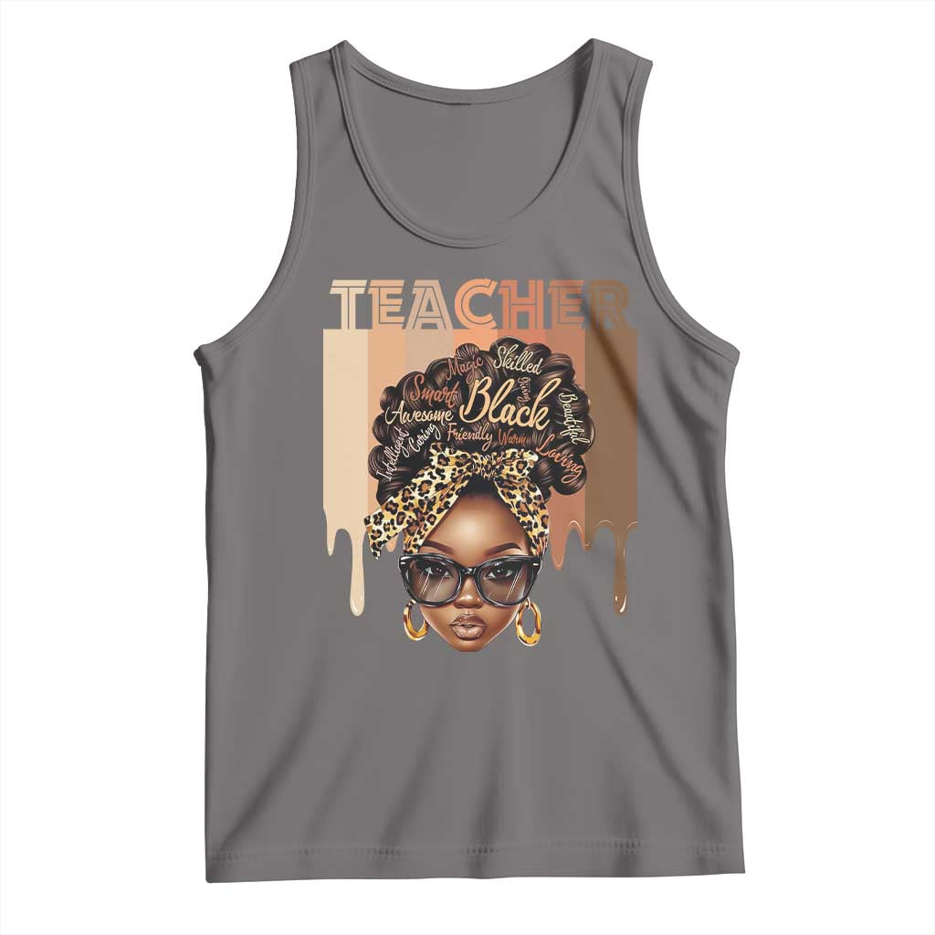 Black Teacher Magic Tank Top Black History Month Afro Hair Melanin TS02 Deep Heather Print Your Wear