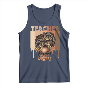 Black Teacher Magic Tank Top Black History Month Afro Hair Melanin TS02 Navy Print Your Wear