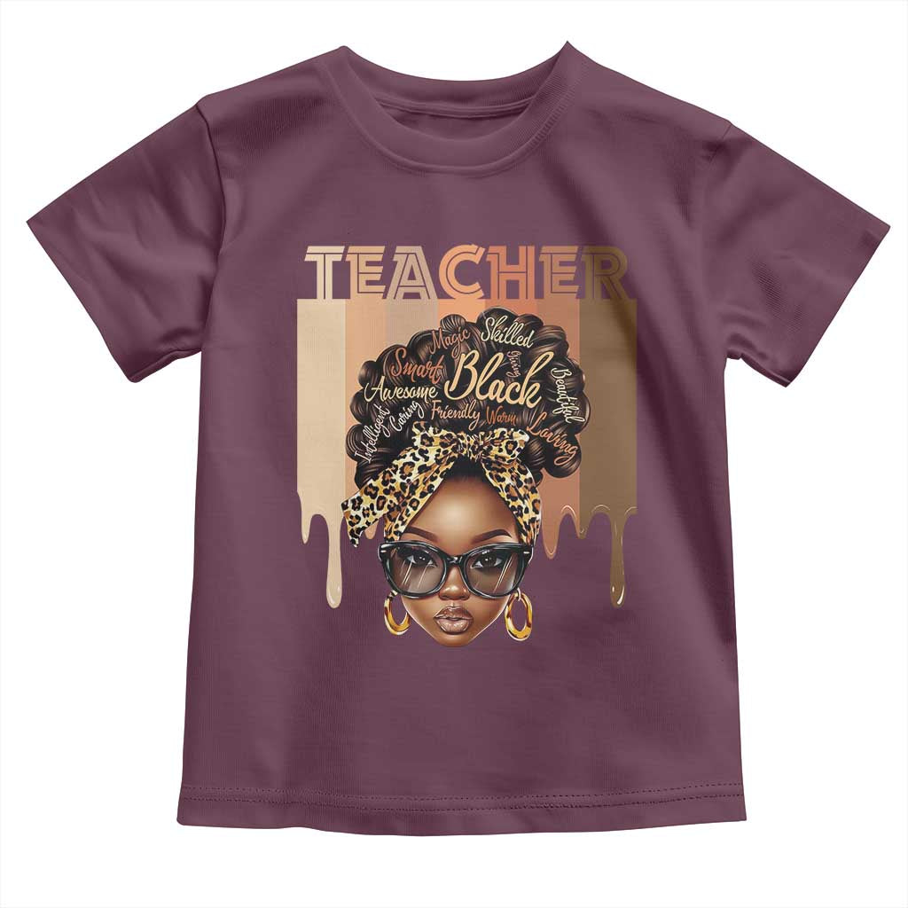 Black Teacher Magic Toddler T Shirt Black History Month Afro Hair Melanin TS02 Maroon Print Your Wear