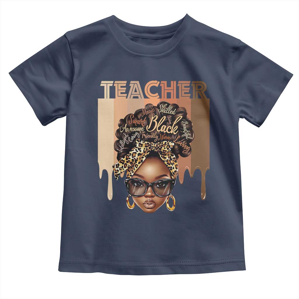 Black Teacher Magic Toddler T Shirt Black History Month Afro Hair Melanin TS02 Navy Print Your Wear