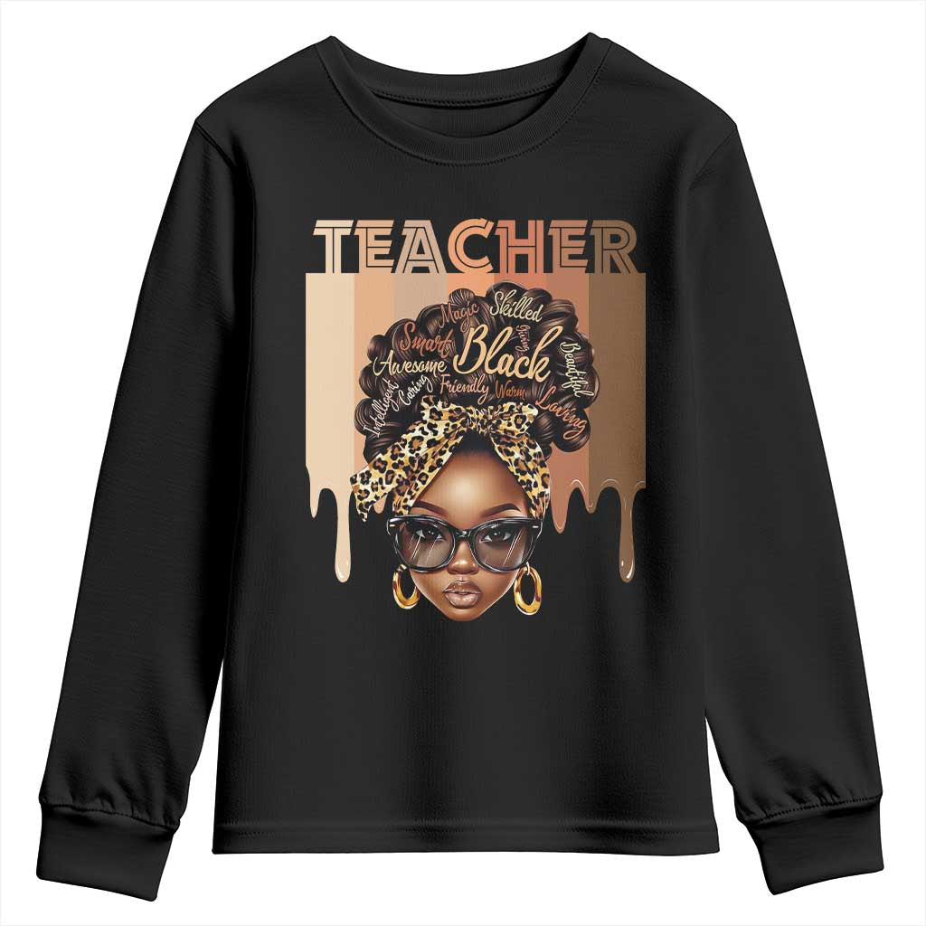 Black Teacher Magic Youth Sweatshirt Black History Month Afro Hair Melanin TS02 Black Print Your Wear
