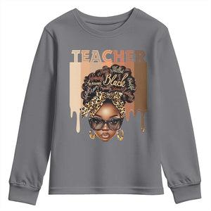 Black Teacher Magic Youth Sweatshirt Black History Month Afro Hair Melanin TS02 Charcoal Print Your Wear