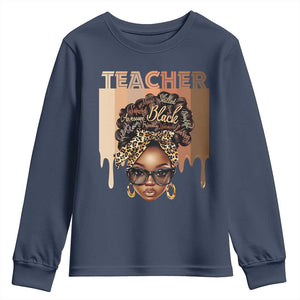 Black Teacher Magic Youth Sweatshirt Black History Month Afro Hair Melanin TS02 Navy Print Your Wear