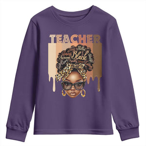 Black Teacher Magic Youth Sweatshirt Black History Month Afro Hair Melanin TS02 Purple Print Your Wear