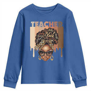 Black Teacher Magic Youth Sweatshirt Black History Month Afro Hair Melanin TS02 Royal Blue Print Your Wear