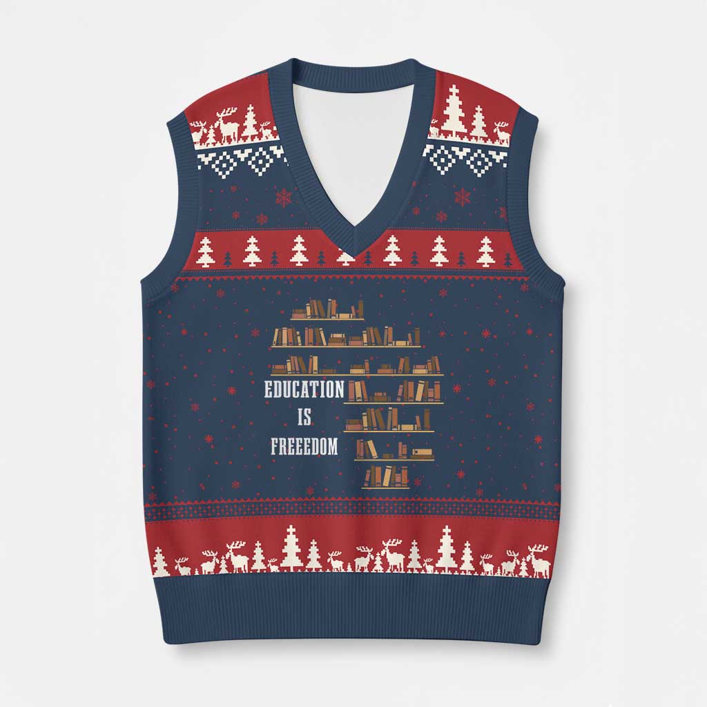 Black History Education Is Freedom V-Neck Knit Sweater Vest African Roots Africa Map TS02 Navy Red Print Your Wear