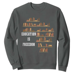 Black History Education Is Freedom Sweatshirt African Roots Africa Map TS02 Dark Heather Print Your Wear