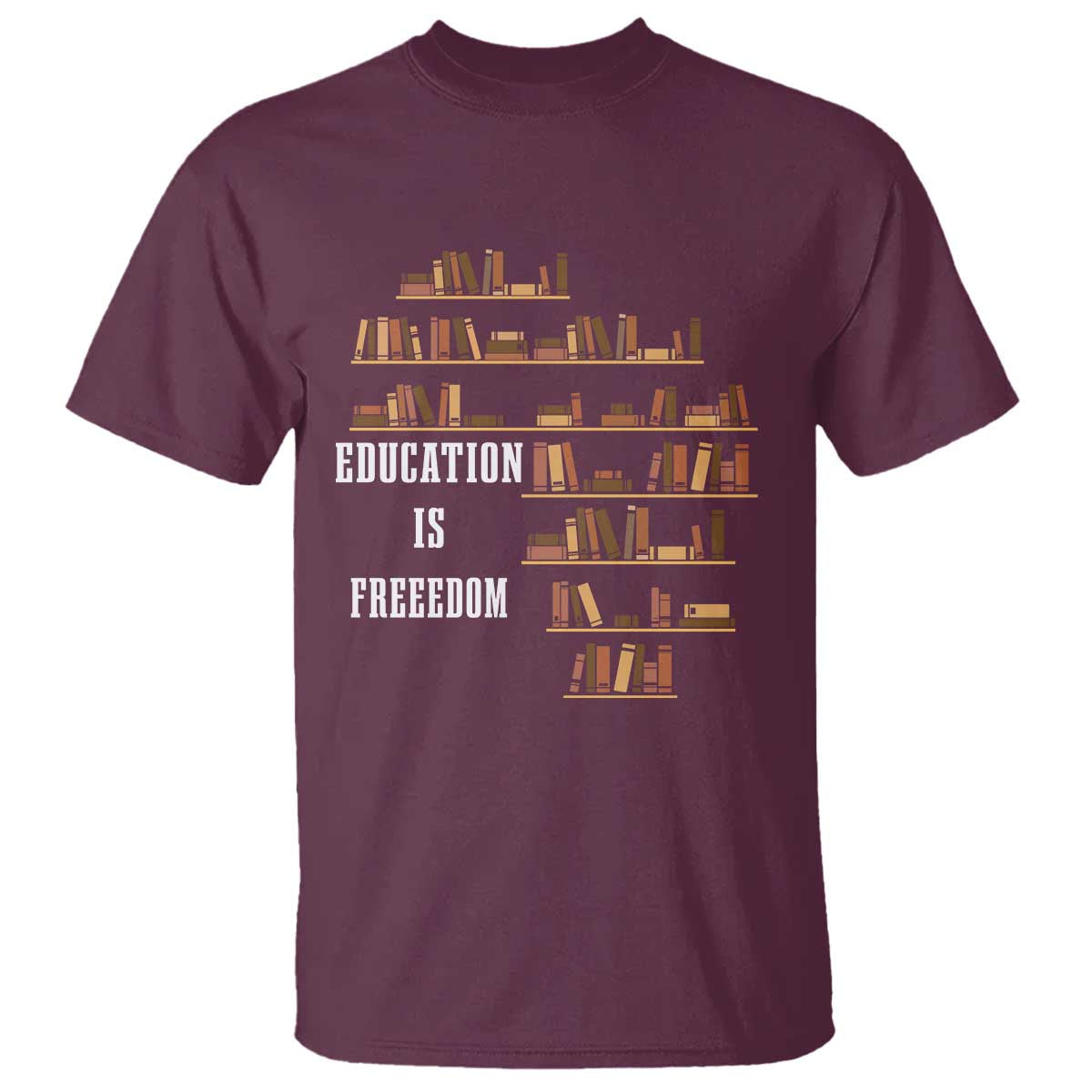 Black History Education Is Freedom T Shirt African Roots Africa Map TS02 Maroon Print Your Wear