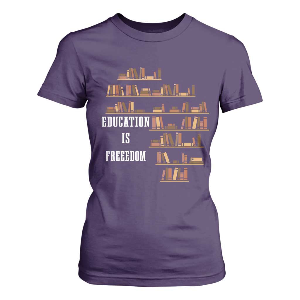 Black History Education Is Freedom T Shirt For Women African Roots Africa Map TS02 Purple Print Your Wear