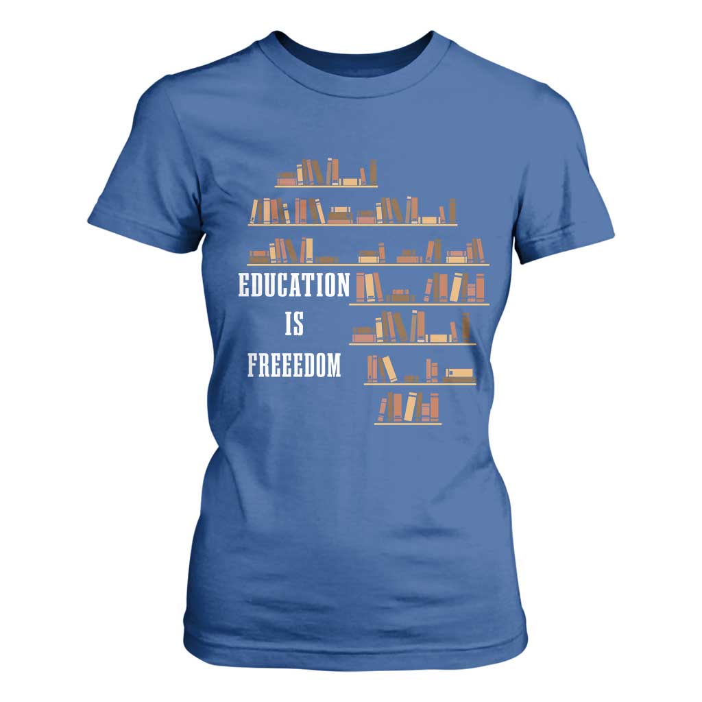 Black History Education Is Freedom T Shirt For Women African Roots Africa Map TS02 Royal Blue Print Your Wear