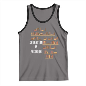 Black History Education Is Freedom Tank Top African Roots Africa Map TS02 Deep Heather Black Print Your Wear