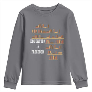Black History Education Is Freedom Youth Sweatshirt African Roots Africa Map TS02 Charcoal Print Your Wear