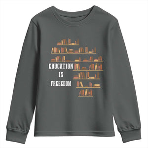 Black History Education Is Freedom Youth Sweatshirt African Roots Africa Map TS02 Dark Heather Print Your Wear
