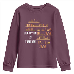 Black History Education Is Freedom Youth Sweatshirt African Roots Africa Map TS02 Maroon Print Your Wear