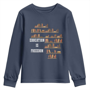 Black History Education Is Freedom Youth Sweatshirt African Roots Africa Map TS02 Navy Print Your Wear