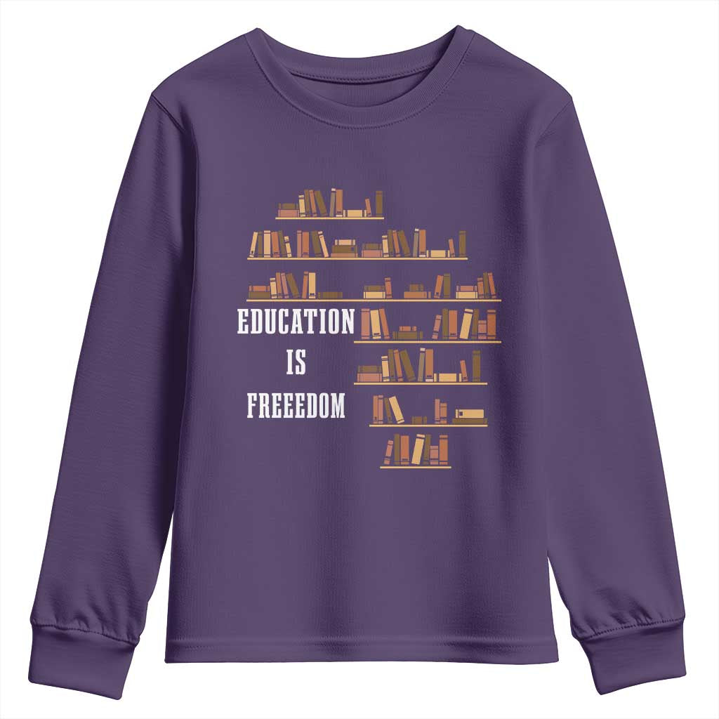 Black History Education Is Freedom Youth Sweatshirt African Roots Africa Map TS02 Purple Print Your Wear