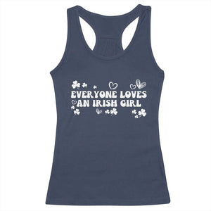 Funny Irish Women Racerback Tank Top Everyone Loves An Irish Girl St Patricks Day White TS02 Navy Print Your Wear