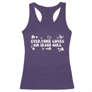 Funny Irish Women Racerback Tank Top Everyone Loves An Irish Girl St Patricks Day White TS02 Purple Print Your Wear
