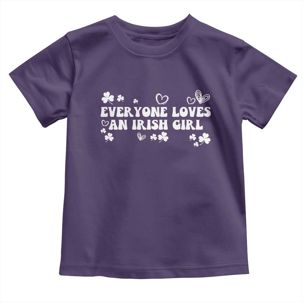 Funny Irish Women Toddler T Shirt Everyone Loves An Irish Girl St Patricks Day White TS02 Purple Print Your Wear