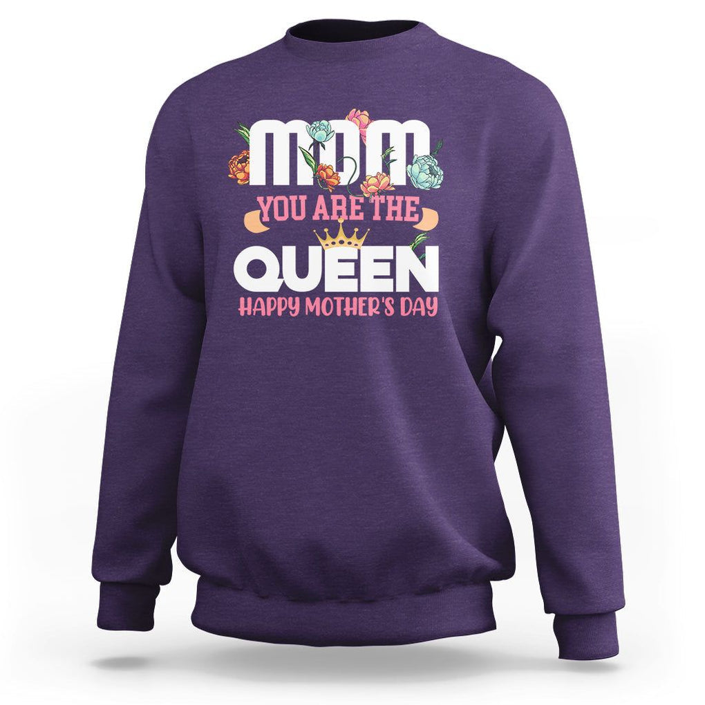 Happy Mother's Day Sweatshirt Mom You Are The Queen Floral Crown TS02 Purple Printyourwear