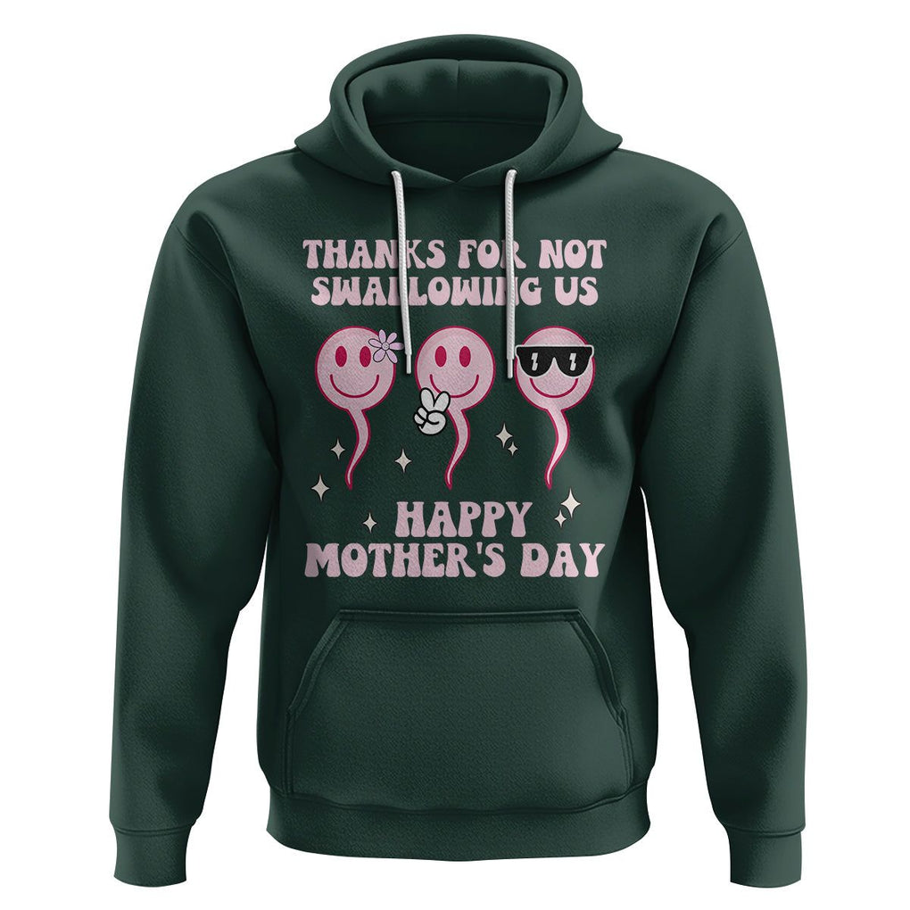 Funny Mother's Day Hoodie Thanks For Not Swallowing Us TS02 Dark Forest Green Printyourwear