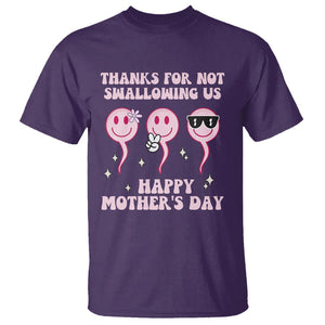 Funny Mother's Day T Shirt Thanks For Not Swallowing Us TS02 Purple Printyourwear