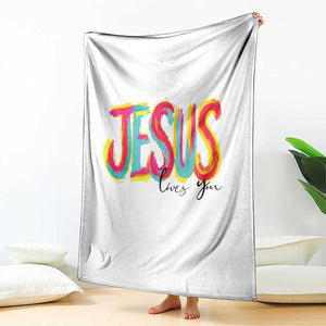 Jesus Loves You Colorful Brush Stroke Christian Throw Blanket Faith Inspirational Religious Gift for Believers TS02 Print Your Wear
