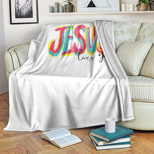 Jesus Loves You Colorful Brush Stroke Christian Throw Blanket Faith Inspirational Religious Gift for Believers TS02 Print Your Wear