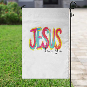 Jesus Loves You Colorful Brush Stroke Christian Garden Flag Faith Inspirational Religious Gift for Believers TS02 Print Your Wear