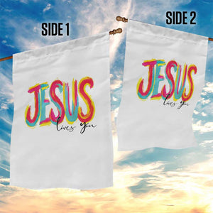 Jesus Loves You Colorful Brush Stroke Christian Garden Flag Faith Inspirational Religious Gift for Believers TS02 Print Your Wear