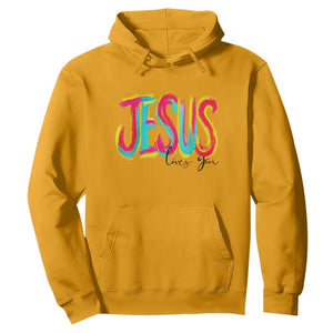 Jesus Loves You Colorful Brush Stroke Christian Hoodie Faith Inspirational Religious Gift for Believers TS02 Gold Print Your Wear