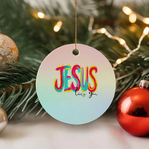 Jesus Loves You Colorful Brush Stroke Christian Ceramic Ornament Faith Inspirational Religious Gift for Believers TS02 1pc Pastel Print Your Wear