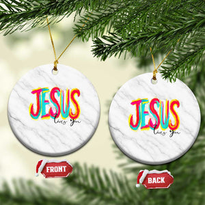 Jesus Loves You Colorful Brush Stroke Christian Ceramic Ornament Faith Inspirational Religious Gift for Believers TS02 1pc White Marble Print Your Wear
