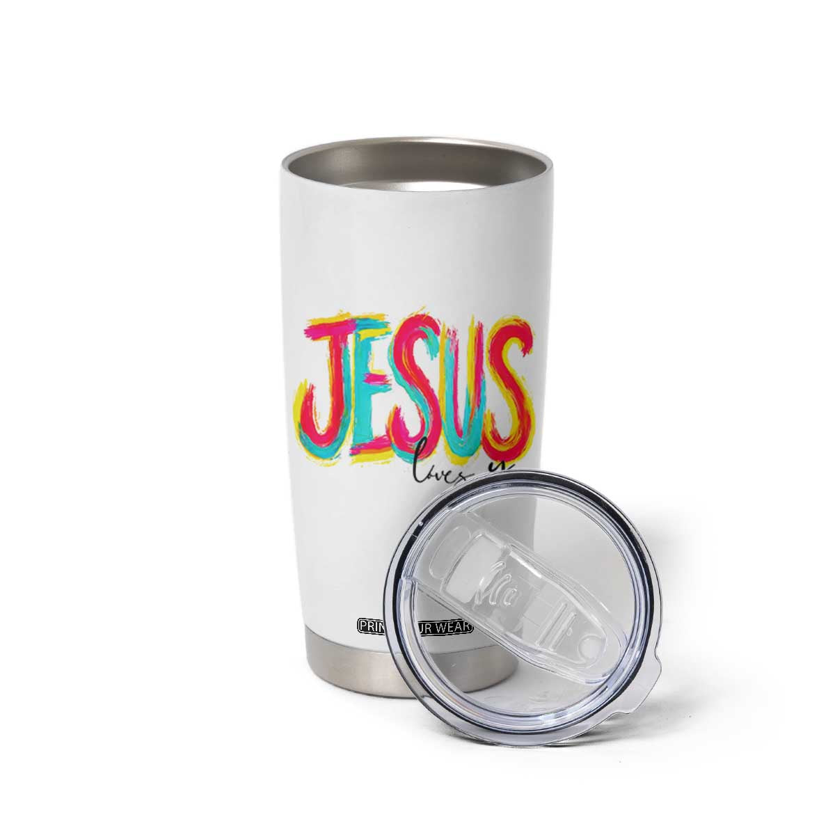 Jesus Loves You Colorful Brush Stroke Christian Tumbler Cup Faith Inspirational Religious Gift for Believers TS02 Print Your Wear