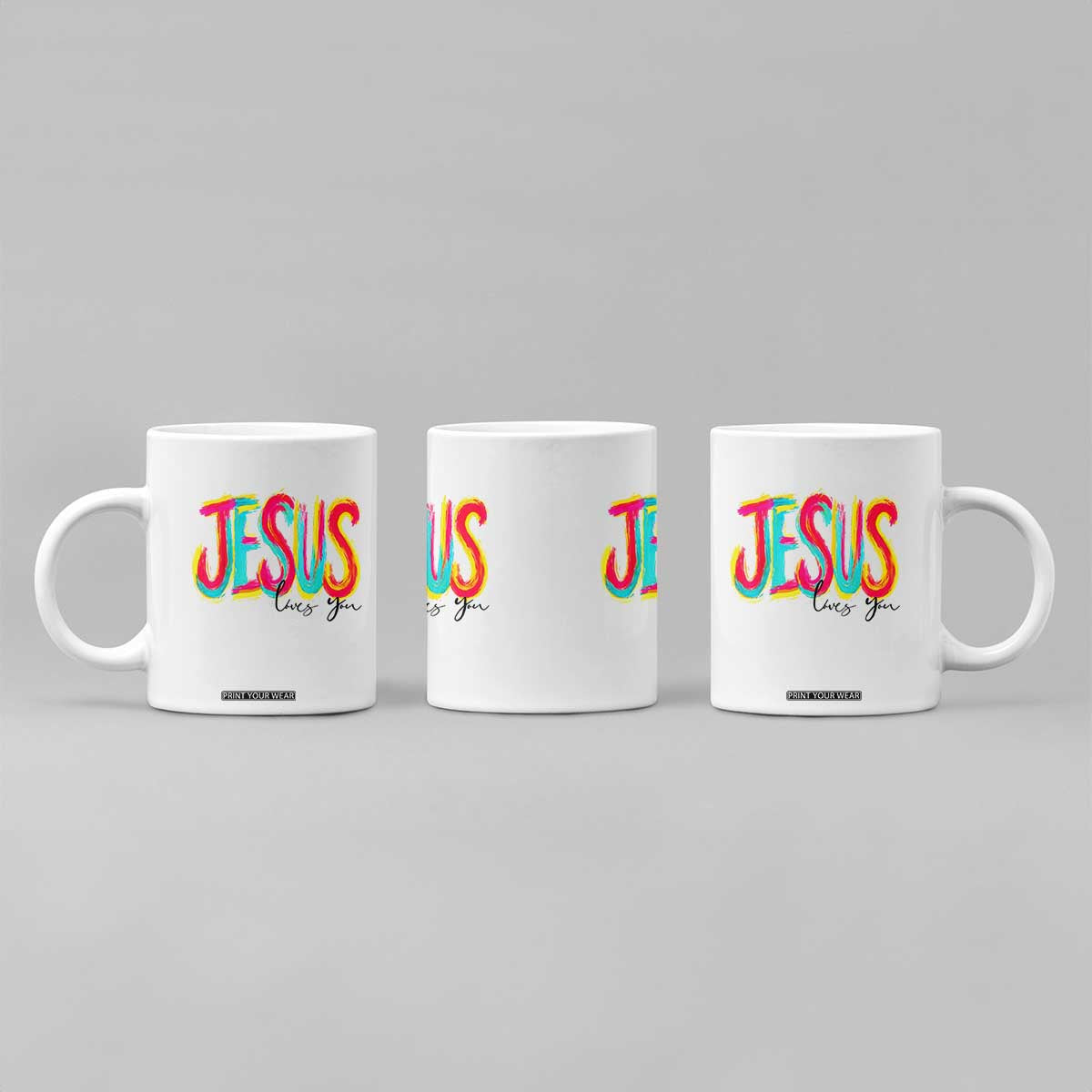 Jesus Loves You Colorful Brush Stroke Christian Coffee Mug Faith Inspirational Religious Gift for Believers TS02 Print Your Wear
