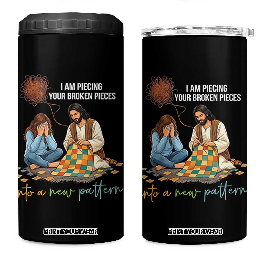 I Am Piecing Your Broken Pieces Christian Healing 4 in 1 Can Cooler Tumbler Jesus Comfort Faith Restoration Inspirational Gift TS02 One Size: 16 oz Black Print Your Wear