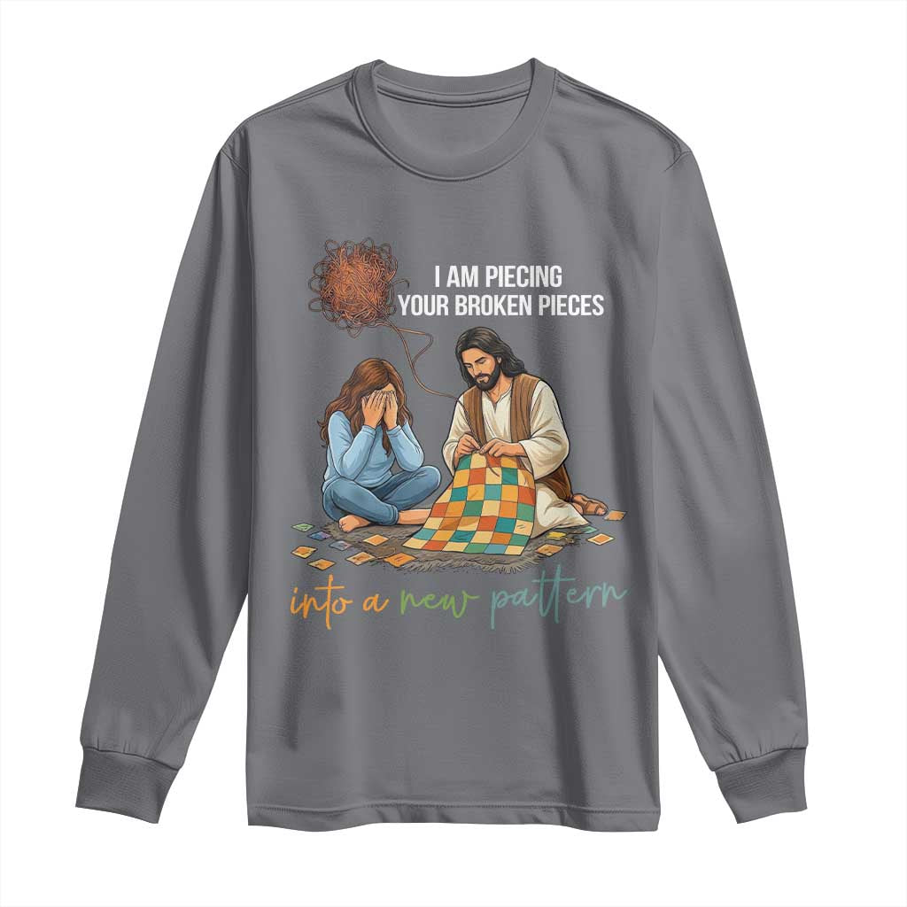 I Am Piecing Your Broken Pieces Christian Healing Long Sleeve Shirt Jesus Comfort Faith Restoration Inspirational Gift TS02 Charcoal Print Your Wear