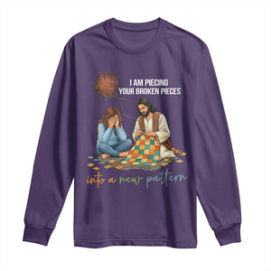 I Am Piecing Your Broken Pieces Christian Healing Long Sleeve Shirt Jesus Comfort Faith Restoration Inspirational Gift TS02 Purple Print Your Wear