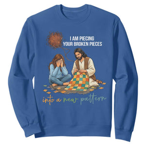 I Am Piecing Your Broken Pieces Christian Healing Sweatshirt Jesus Comfort Faith Restoration Inspirational Gift TS02 Royal Blue Print Your Wear