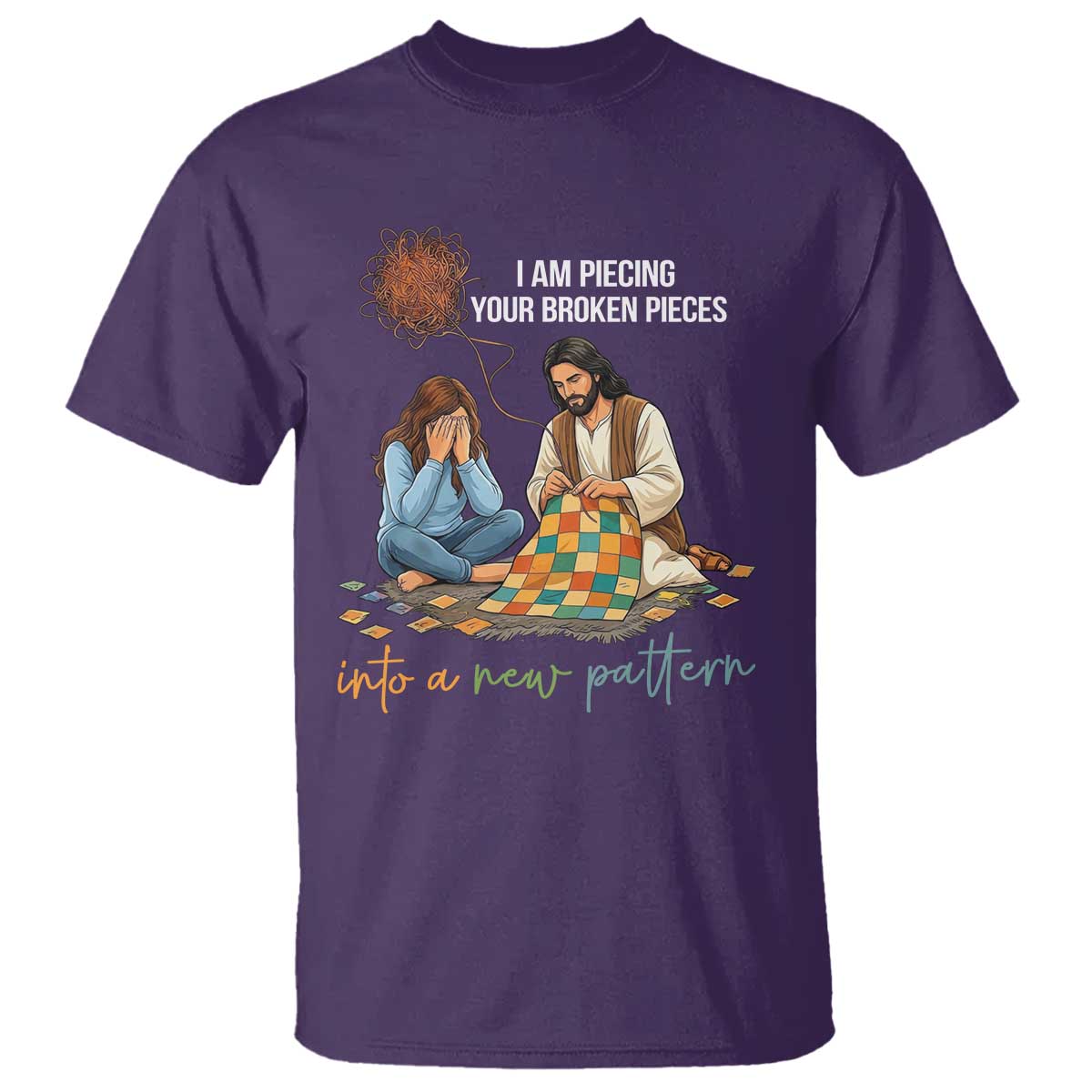 I Am Piecing Your Broken Pieces Christian Healing T Shirt Jesus Comfort Faith Restoration Inspirational Gift TS02 Purple Print Your Wear