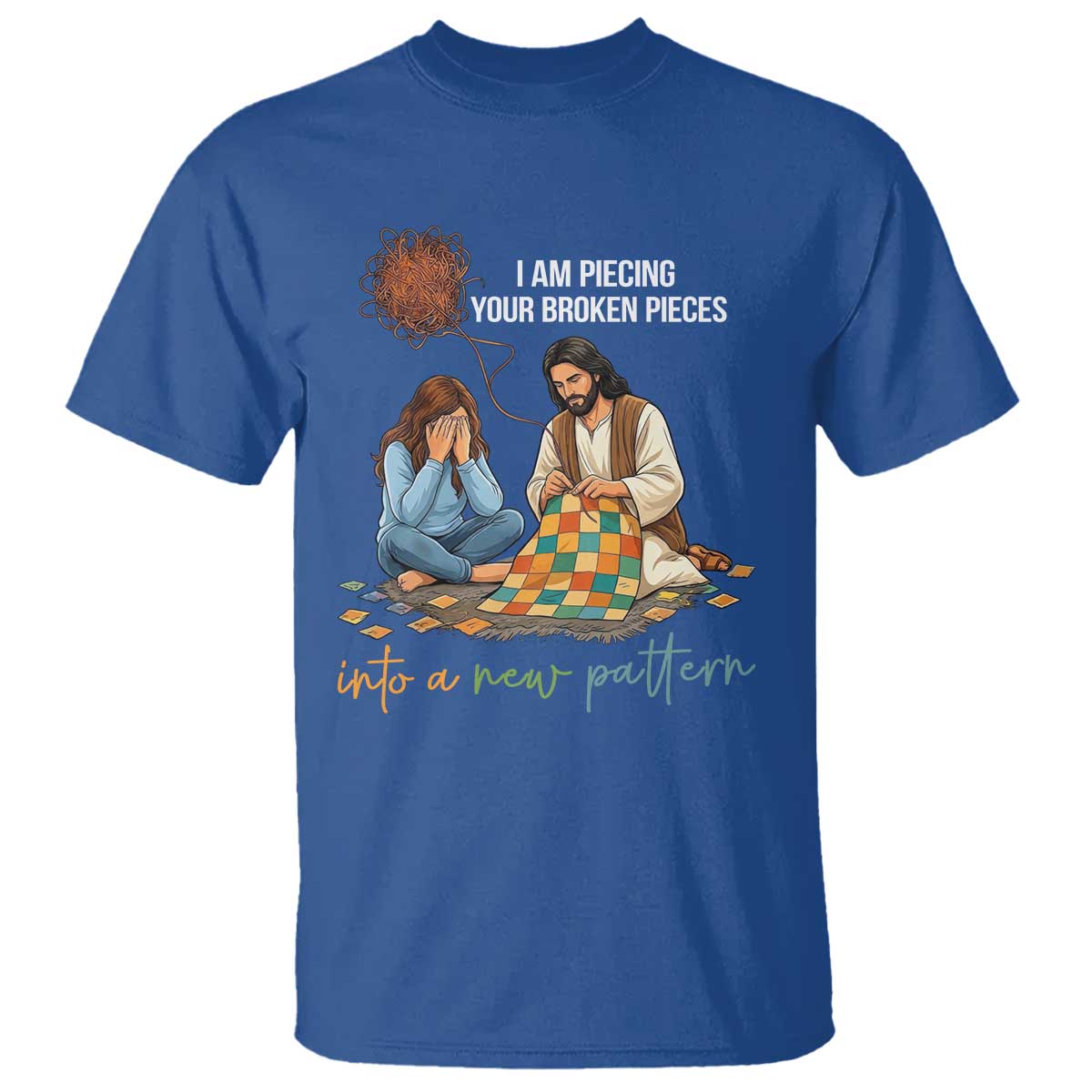 I Am Piecing Your Broken Pieces Christian Healing T Shirt Jesus Comfort Faith Restoration Inspirational Gift TS02 Royal Blue Print Your Wear