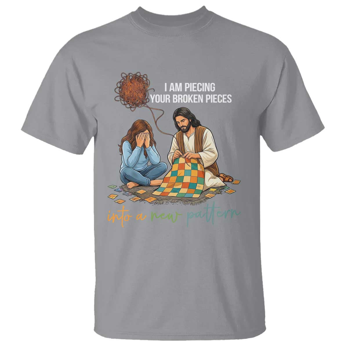 I Am Piecing Your Broken Pieces Christian Healing T Shirt Jesus Comfort Faith Restoration Inspirational Gift TS02 Sport Gray Print Your Wear