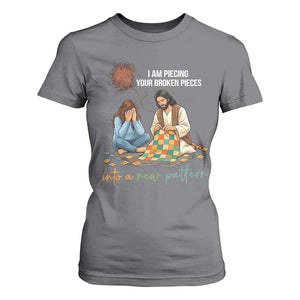 I Am Piecing Your Broken Pieces Christian Healing T Shirt For Women Jesus Comfort Faith Restoration Inspirational Gift TS02 Charcoal Print Your Wear