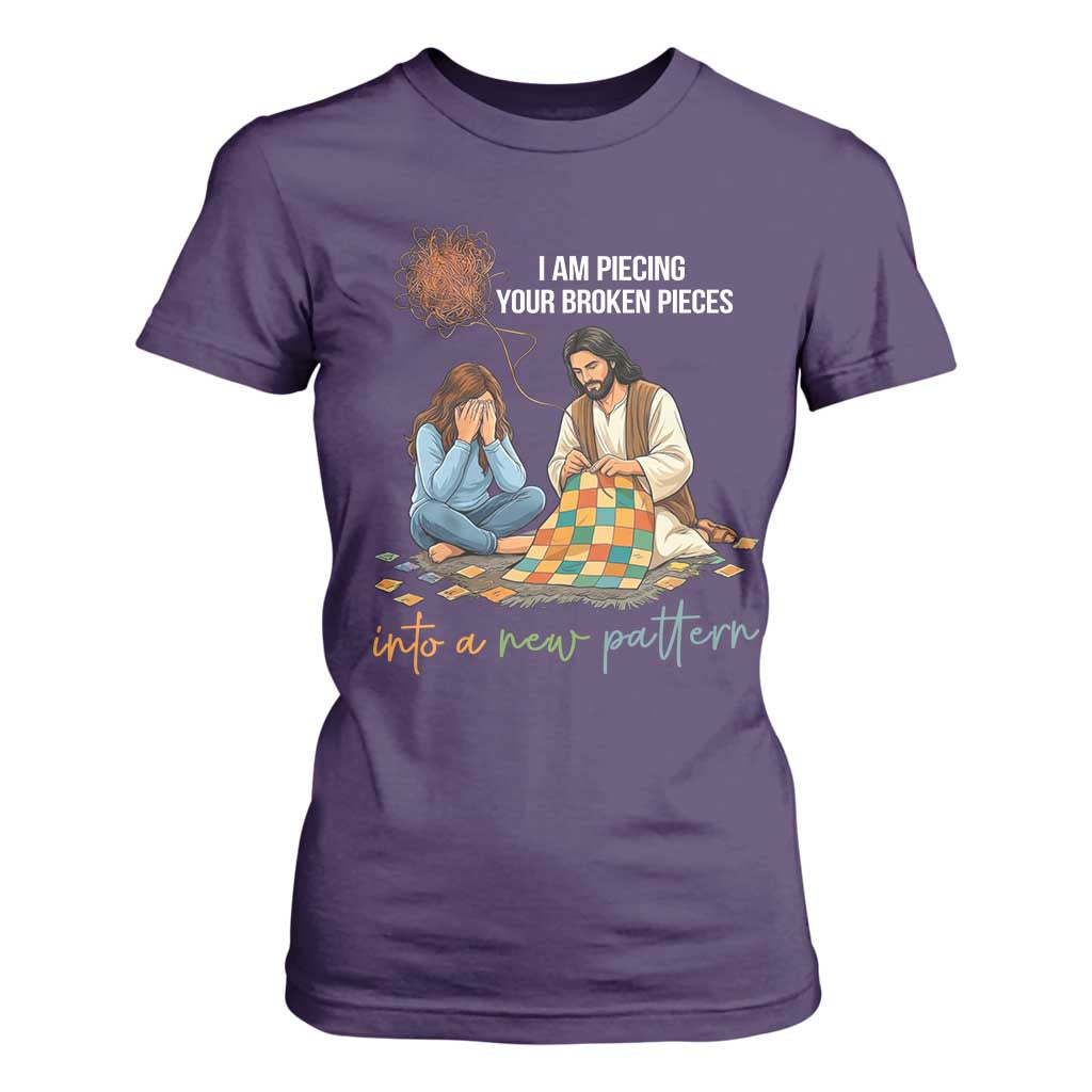 I Am Piecing Your Broken Pieces Christian Healing T Shirt For Women Jesus Comfort Faith Restoration Inspirational Gift TS02 Purple Print Your Wear